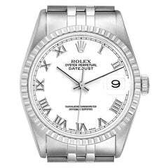 Rolex Datejust 36 Weiße Stahl-Herrenuhr mit römischem Zifferblatt 16220