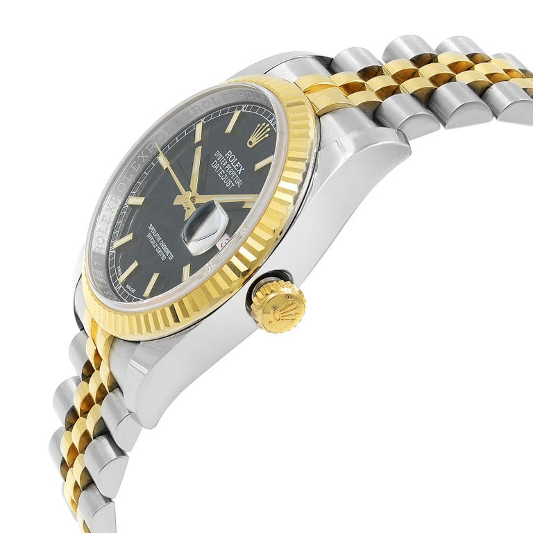 Rolex Datejust 36 Yellow Gold Roulette Date Wheel Black Index Dial ...