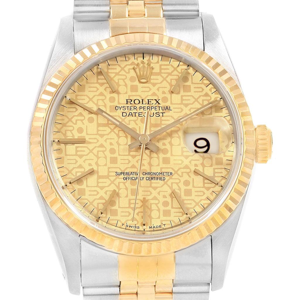 Rolex Datejust 36 Yellow Gold Steel Anniversary Dial Men’s Watch 16233