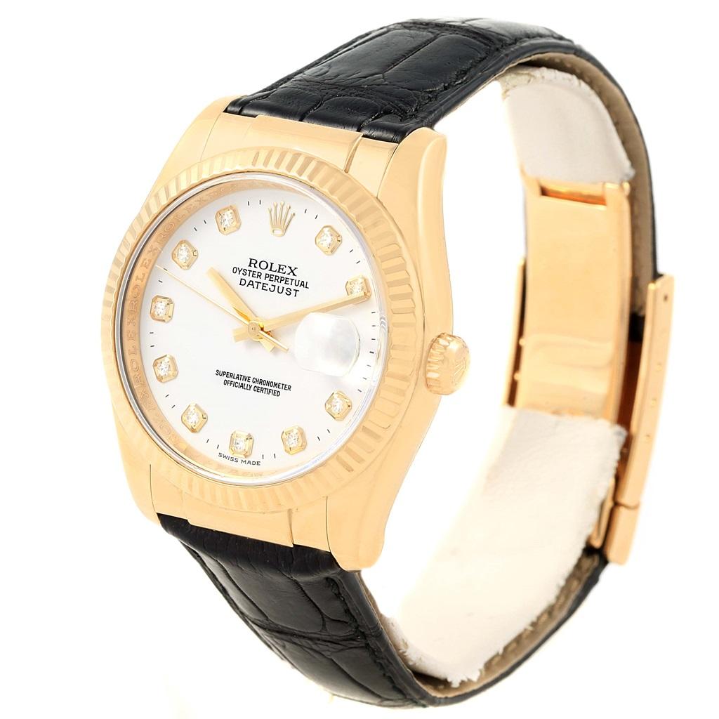 Rolex Datejust 36 Yellow Gold White Diamond Dial Unisex Watch 116138 In Good Condition For Sale In Atlanta, GA