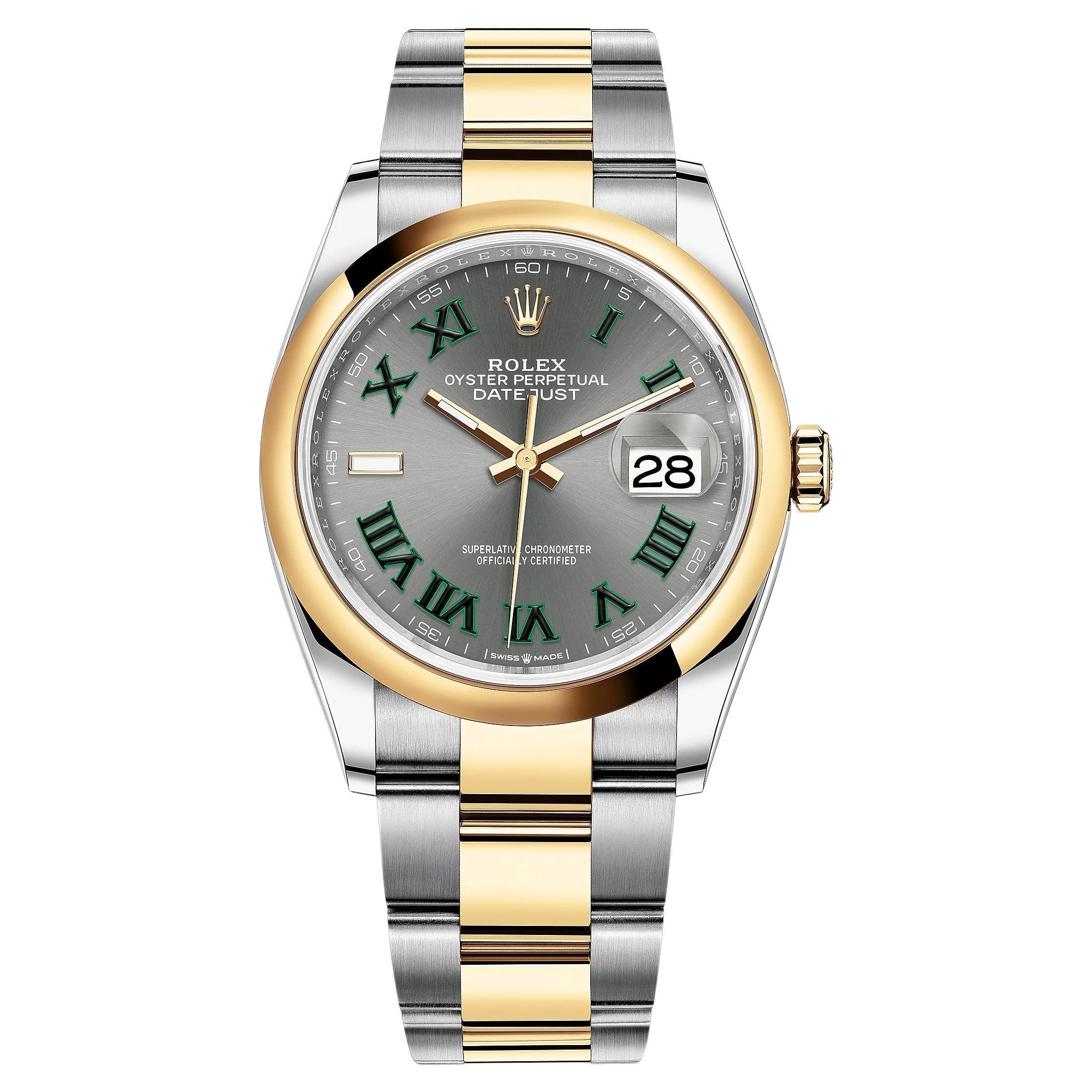 Rolex Datejust 36, YG/SS, Ref# 126203-0036, Unworn Watch, Complete For Sale