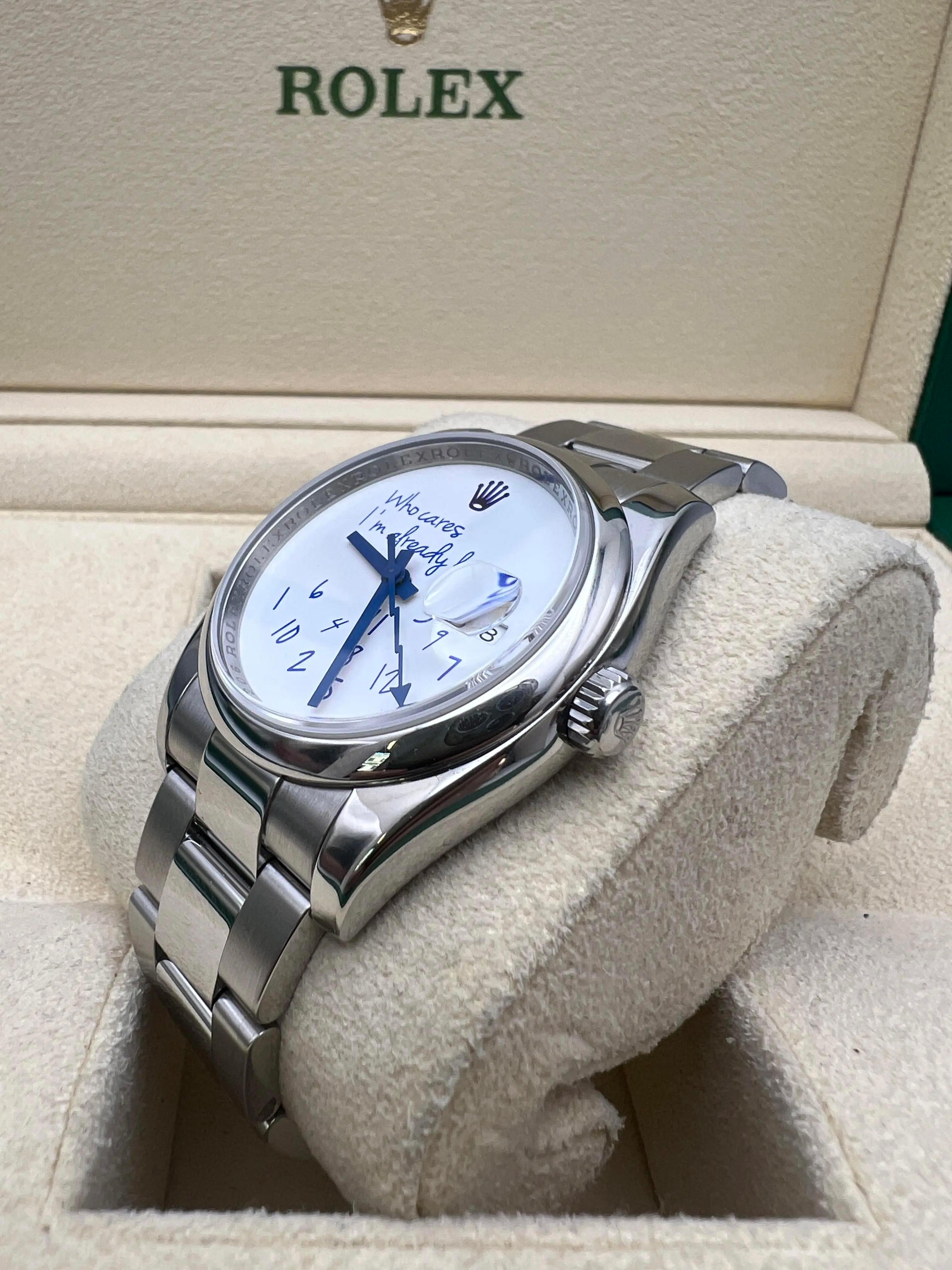 Rolex Datejust 36mm 116200 Custom A quién le importa ya llego tarde Esfera azul Estuche en venta 2