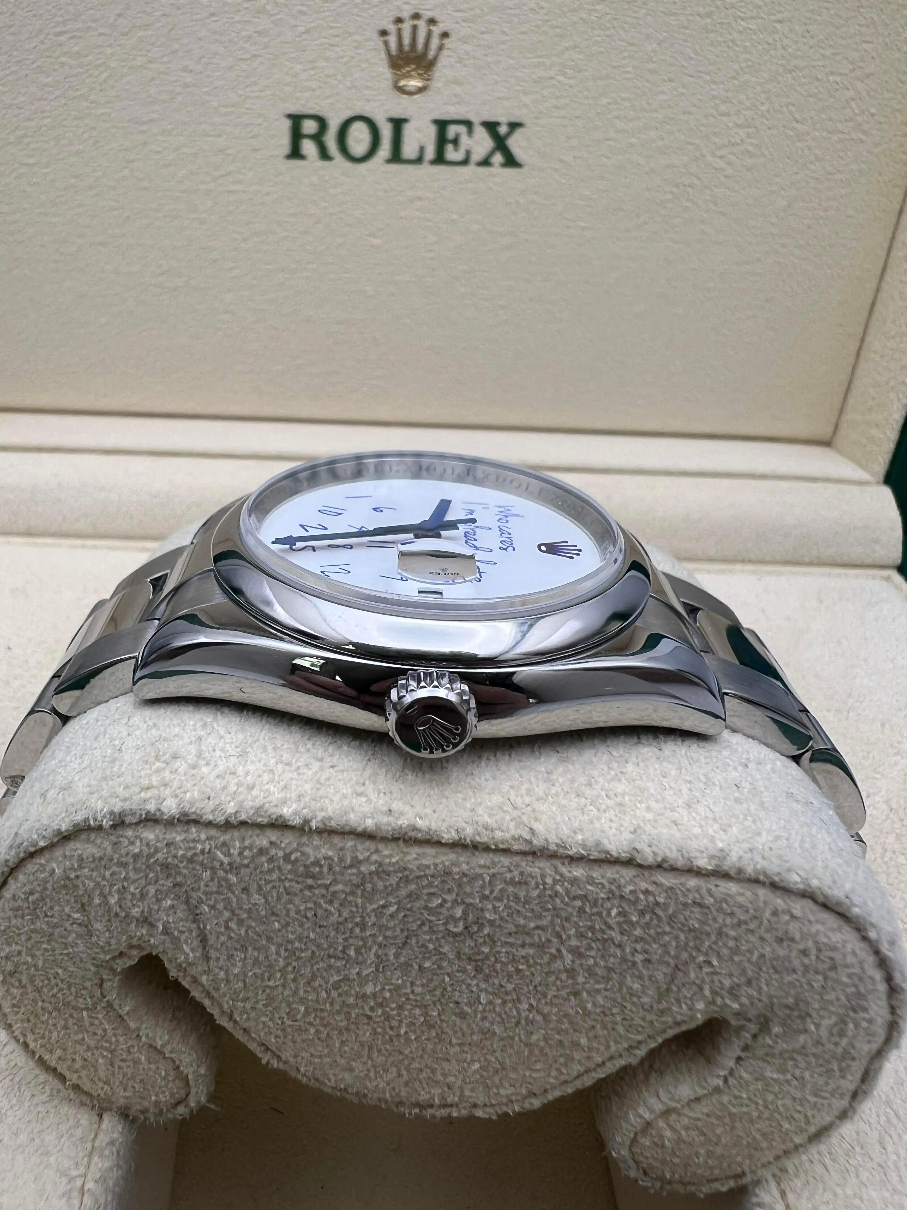 Rolex Datejust 36mm 116200 Custom A quién le importa ya llego tarde Esfera azul Estuche en venta 5