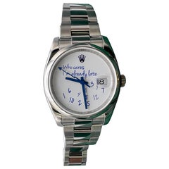 Rolex Datejust 36mm 116200 benutzerdefinierte Who Cares ich bin schon spät blaues Zifferblatt Box Set