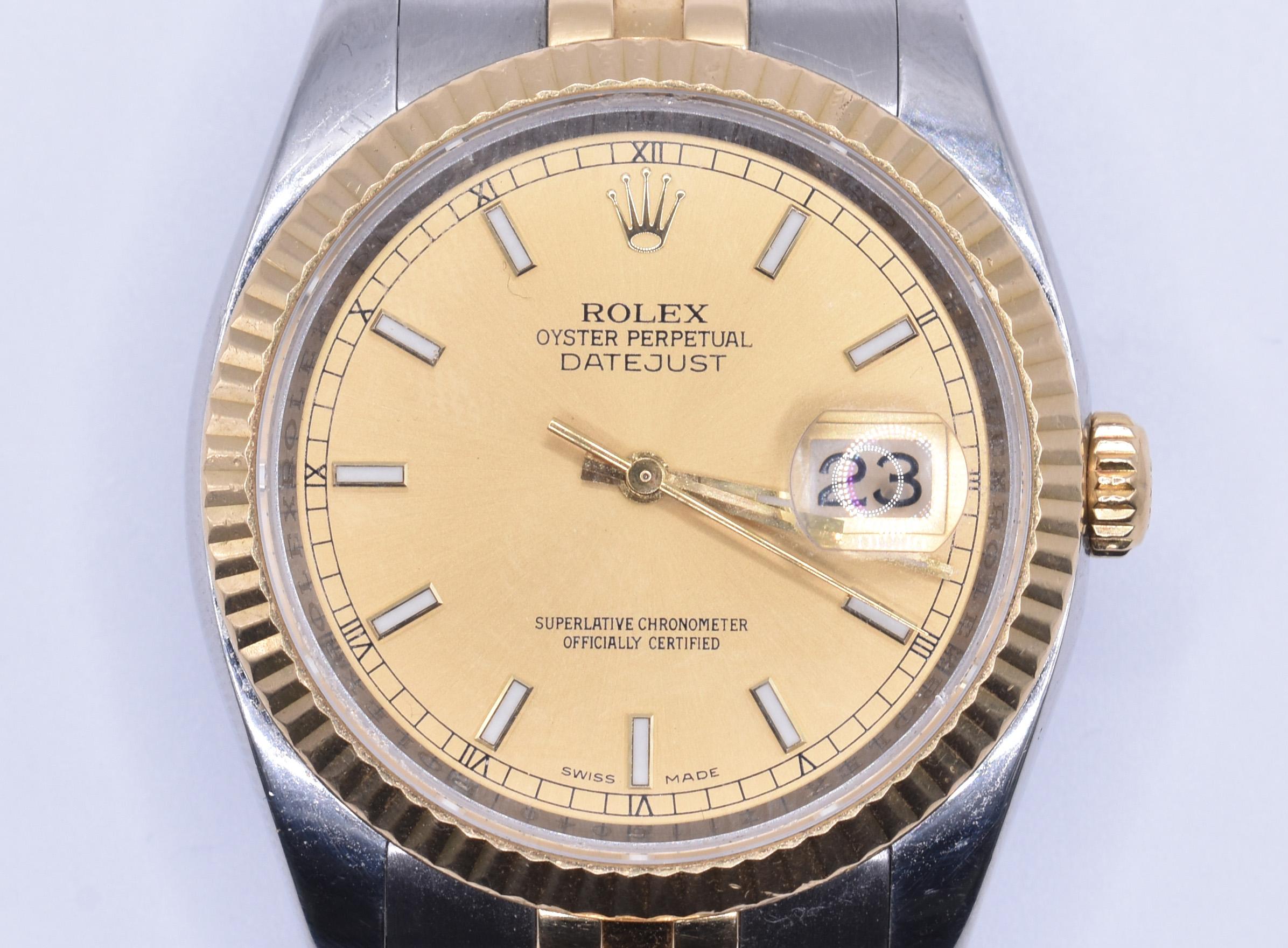 Rolex Datejust 36mm 116233 Steel & 18k Gold Mens Watch In Excellent Condition For Sale In Chelmsford, GB