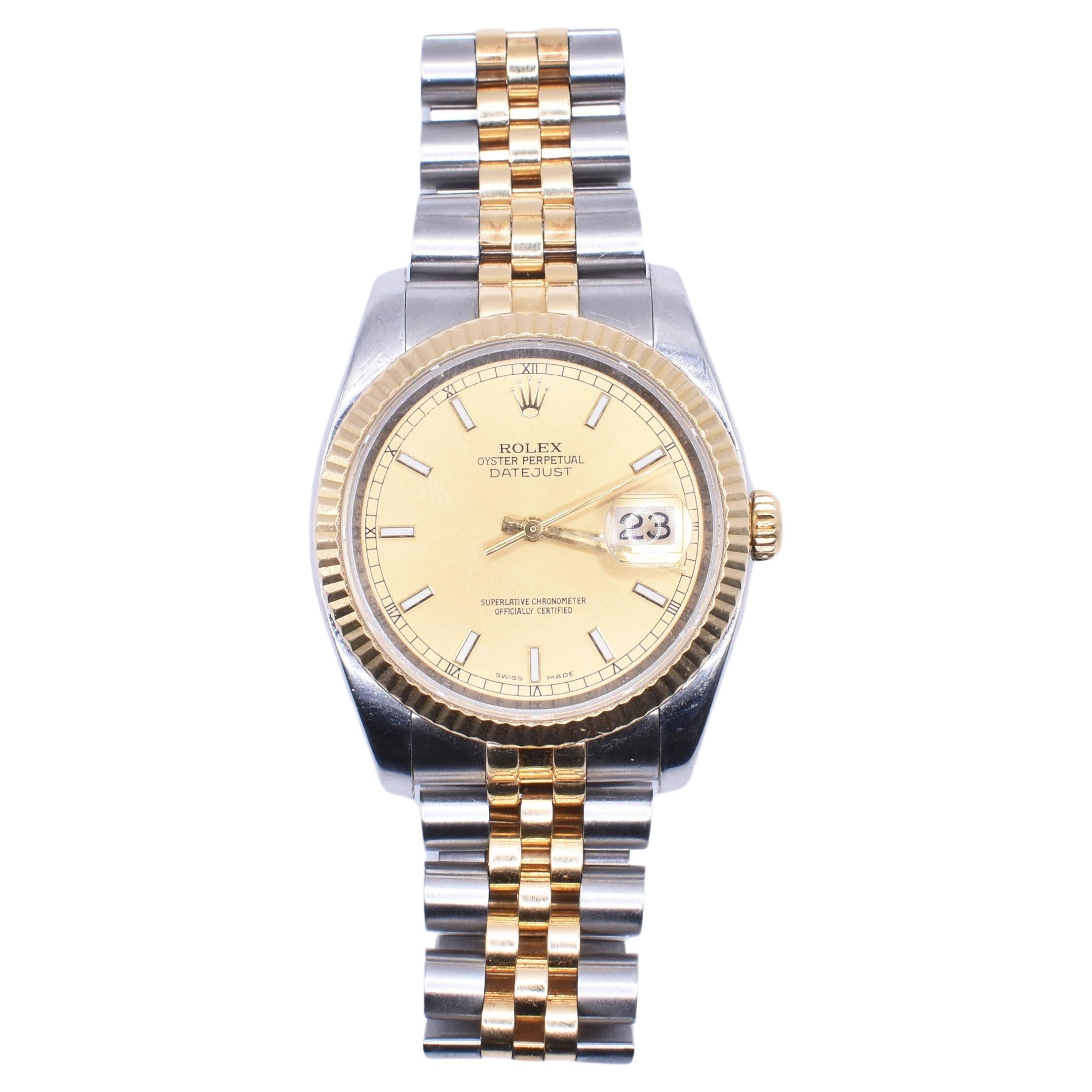 Rolex Datejust 36mm 116233 Steel & 18k Gold Mens Watch For Sale