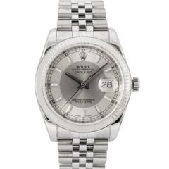 Rolex Datejust 36MM 116234 Tuxedo Dial Jubilee 18K White Gold Fluted Steel Watch