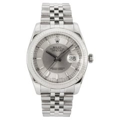 Rolex Datejust 36MM 116234 Tuxedo Dial Jubilee 18K White Gold Fluted Steel Watch