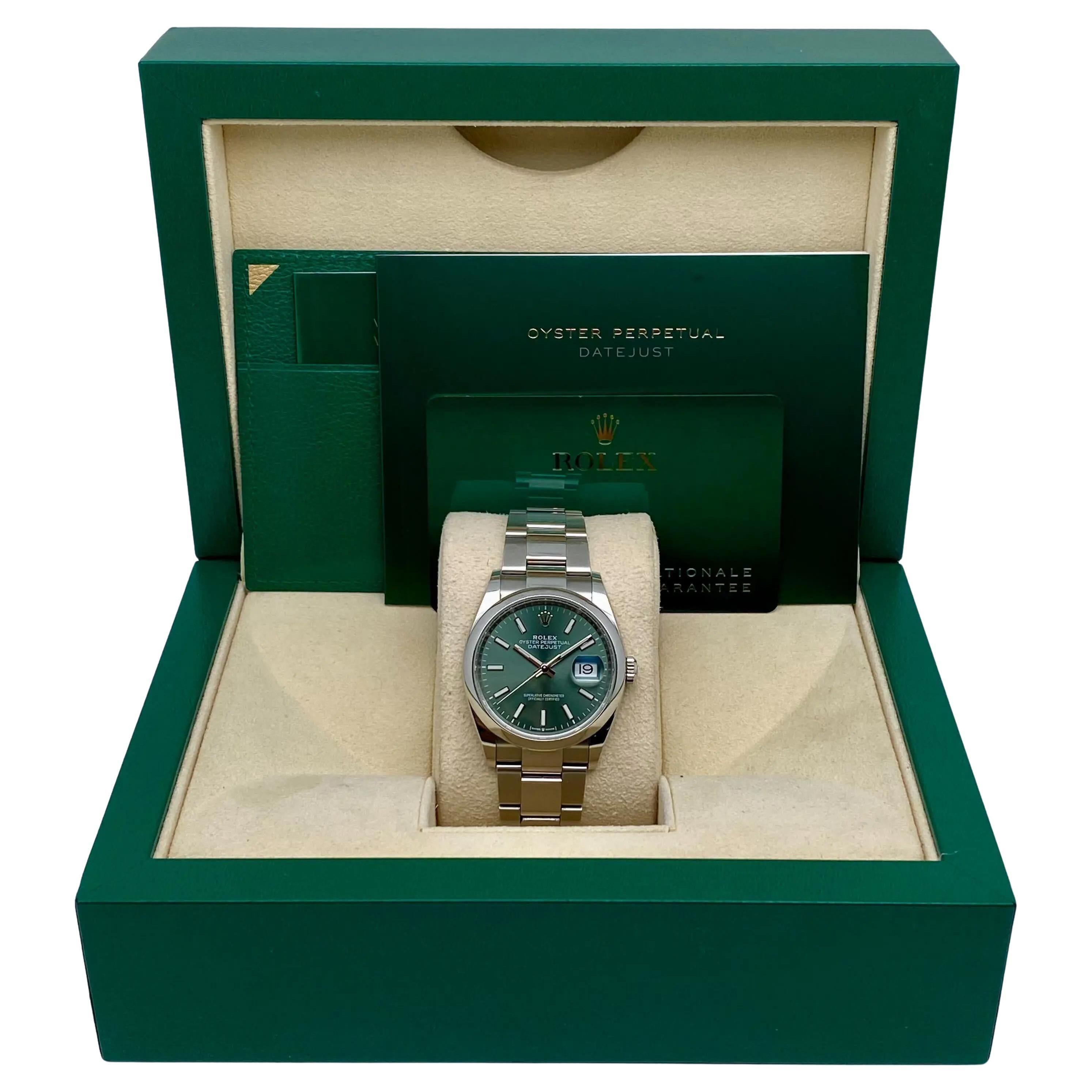 Rolex Datejust 36mm 126200 Steel Mint Dial Automatic Mens Watch