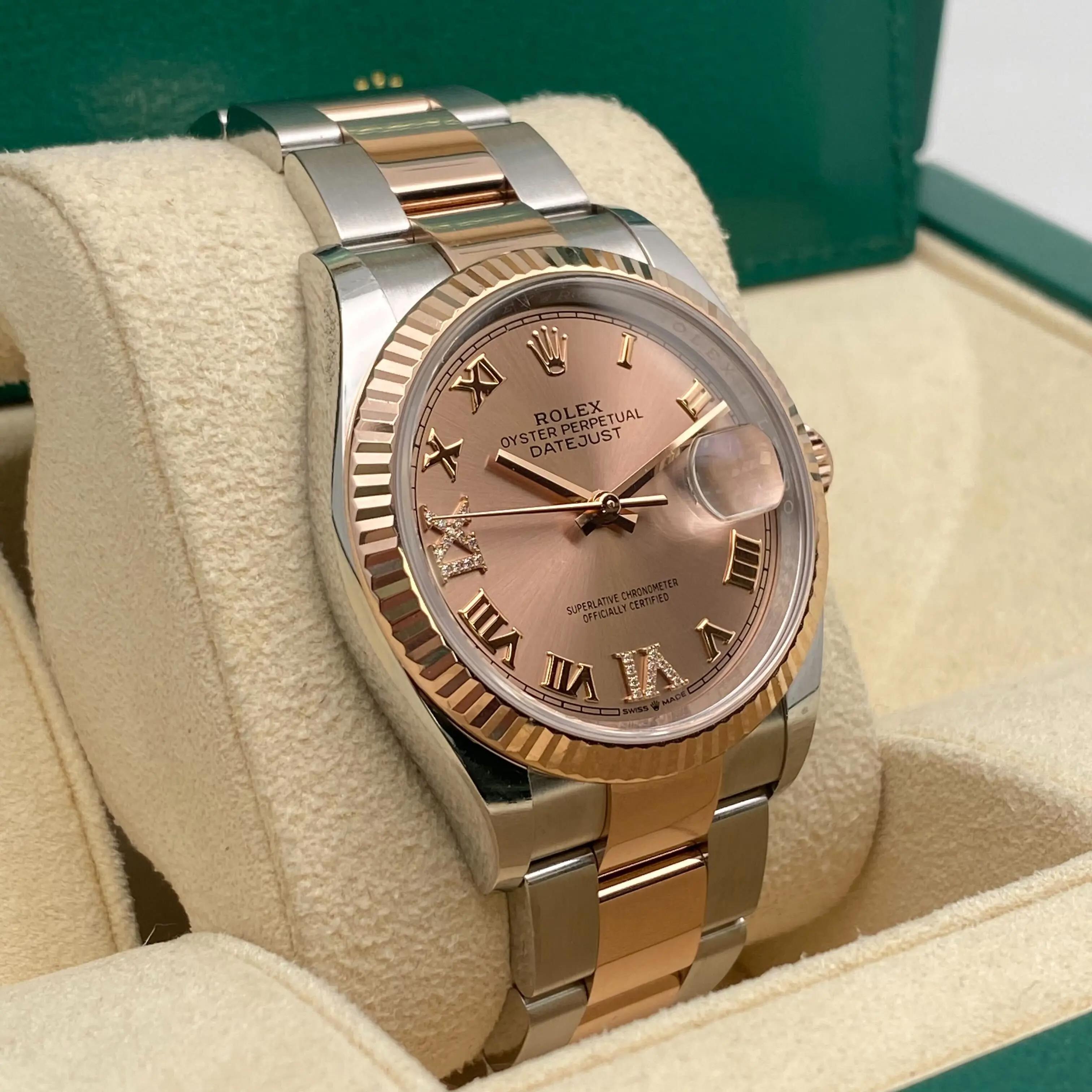 Rolex Datejust 36mm 126231 Acciaio 18k Oro Rosa Sundust Quadrante Diamante Orologio Unisex in vendita 2
