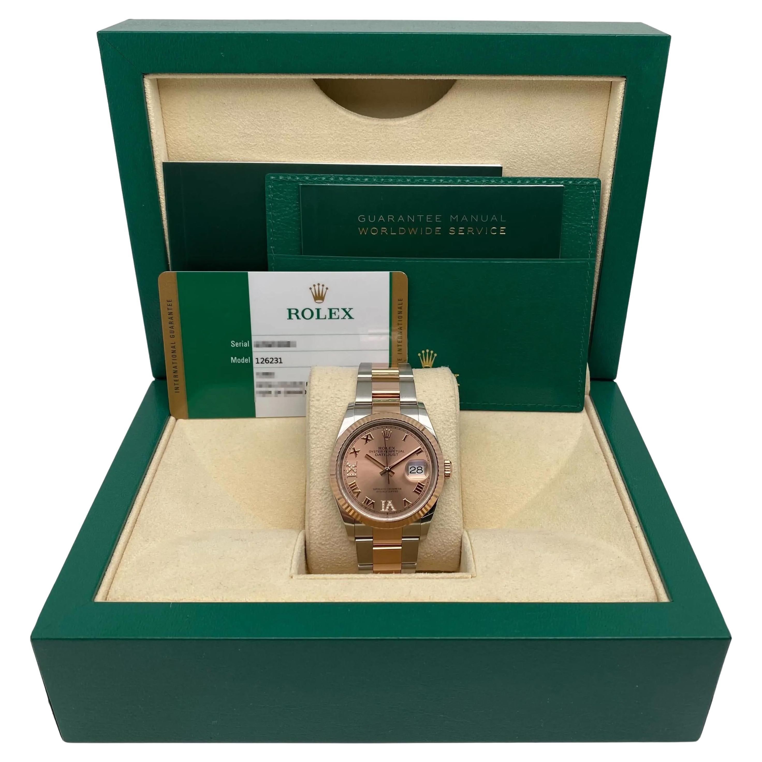 Rolex Datejust 36mm 126231 Acciaio 18k Oro Rosa Sundust Quadrante Diamante Orologio Unisex