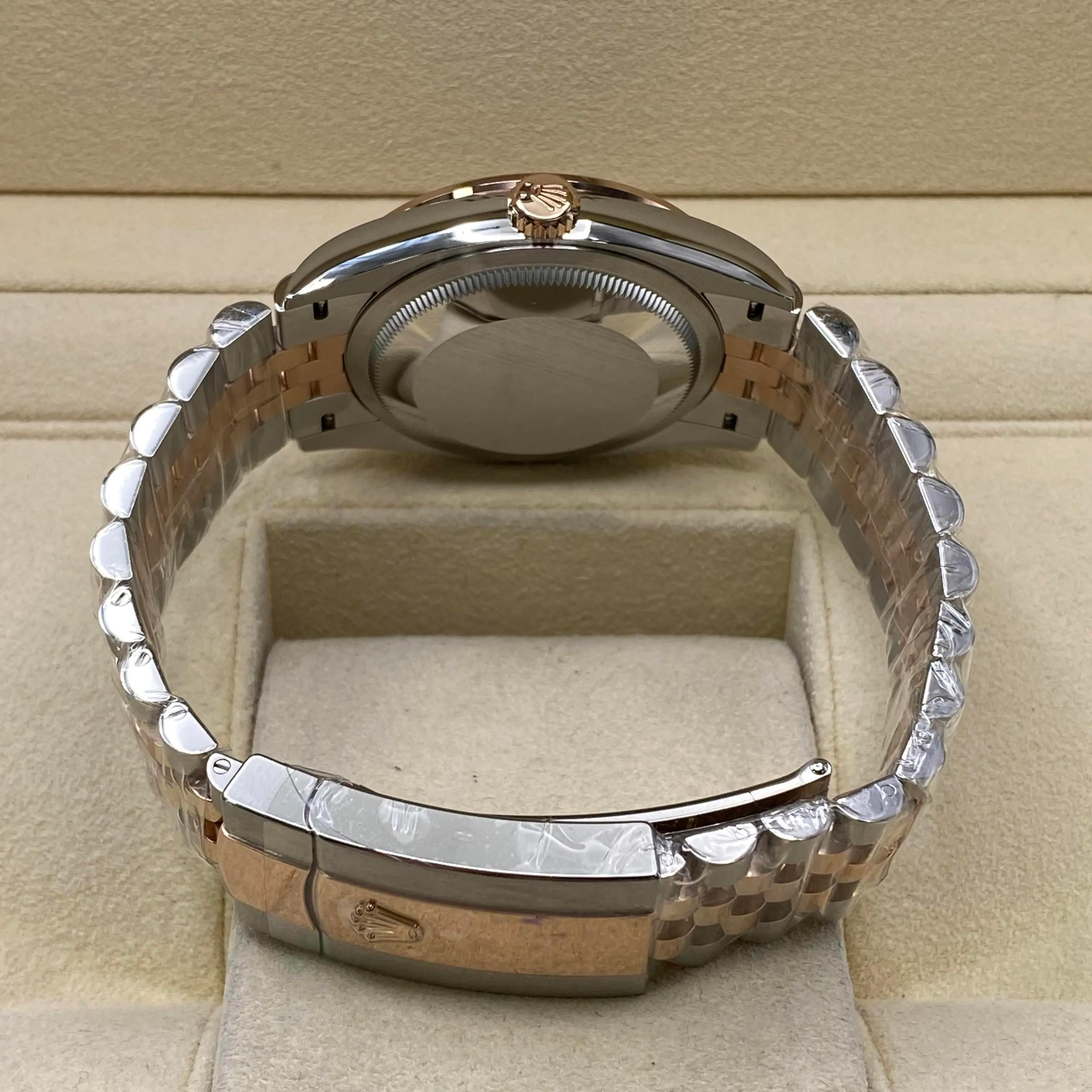 Rolex Datejust 36mm 126281RBR Rose Gold Steel Black Diamond Dial Watch B&P in vendita 1