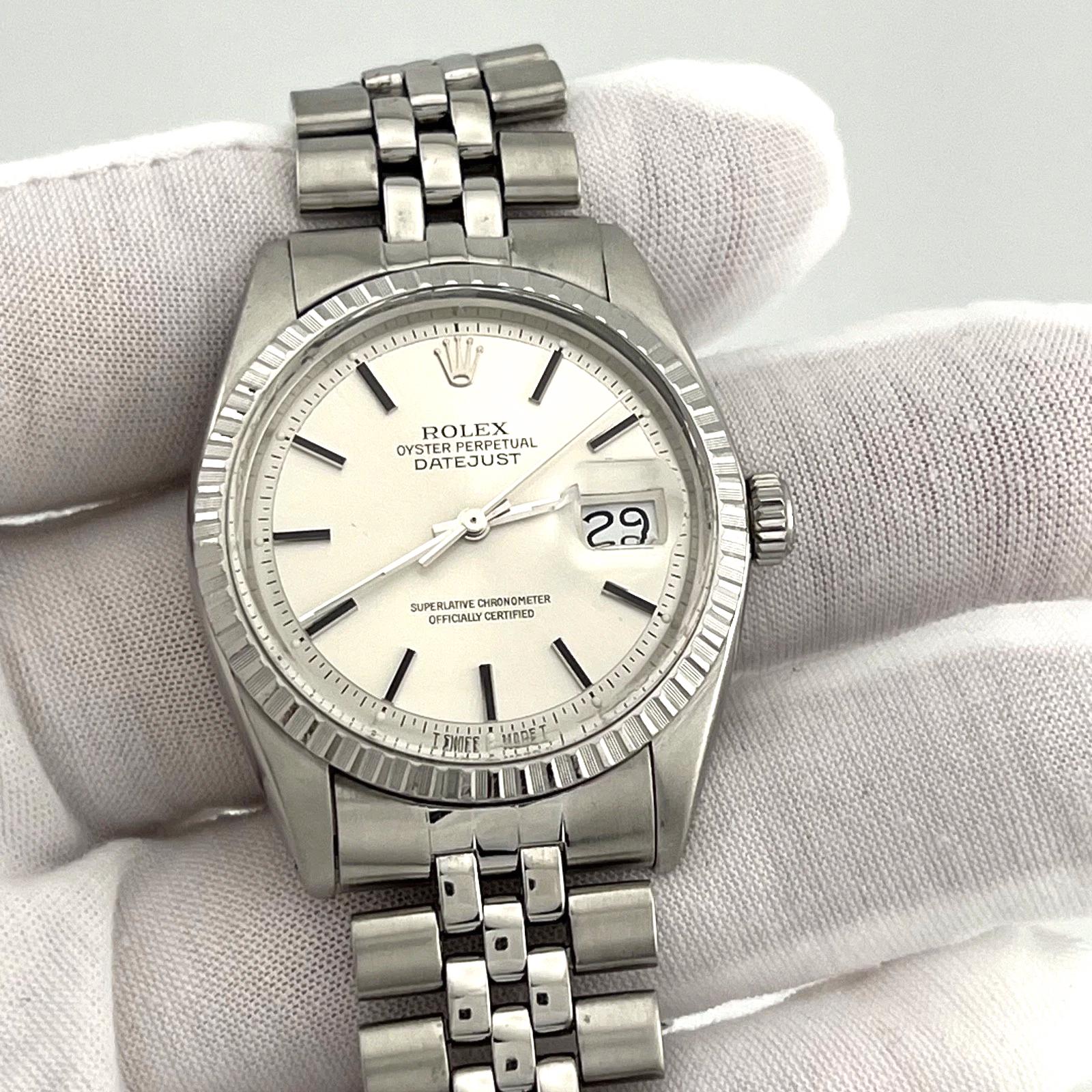 Rolex Datejust 36mm 1603 Esfera Plateada Acero Inoxidable en venta 1