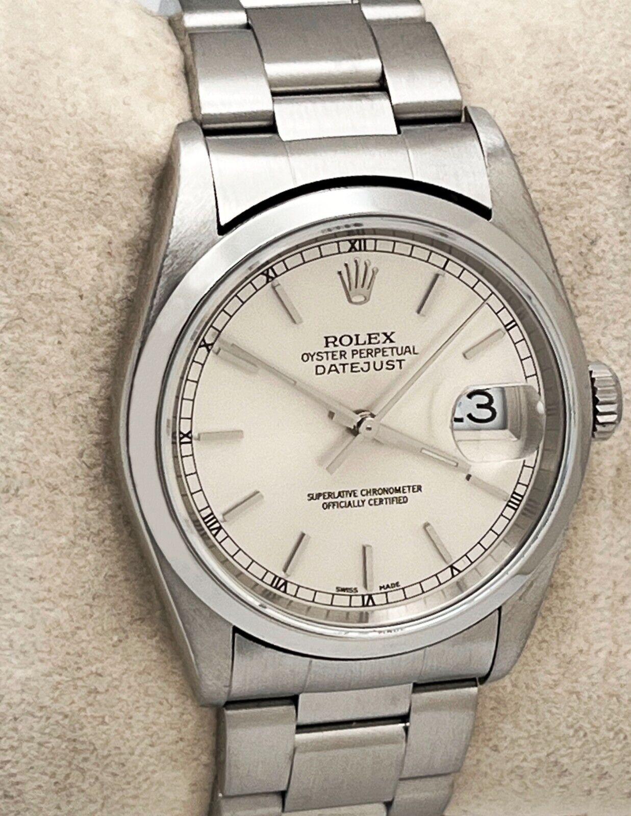 Rolex Datejust 36mm 16200 Silber Zifferblatt Edelstahl 2002 Herren