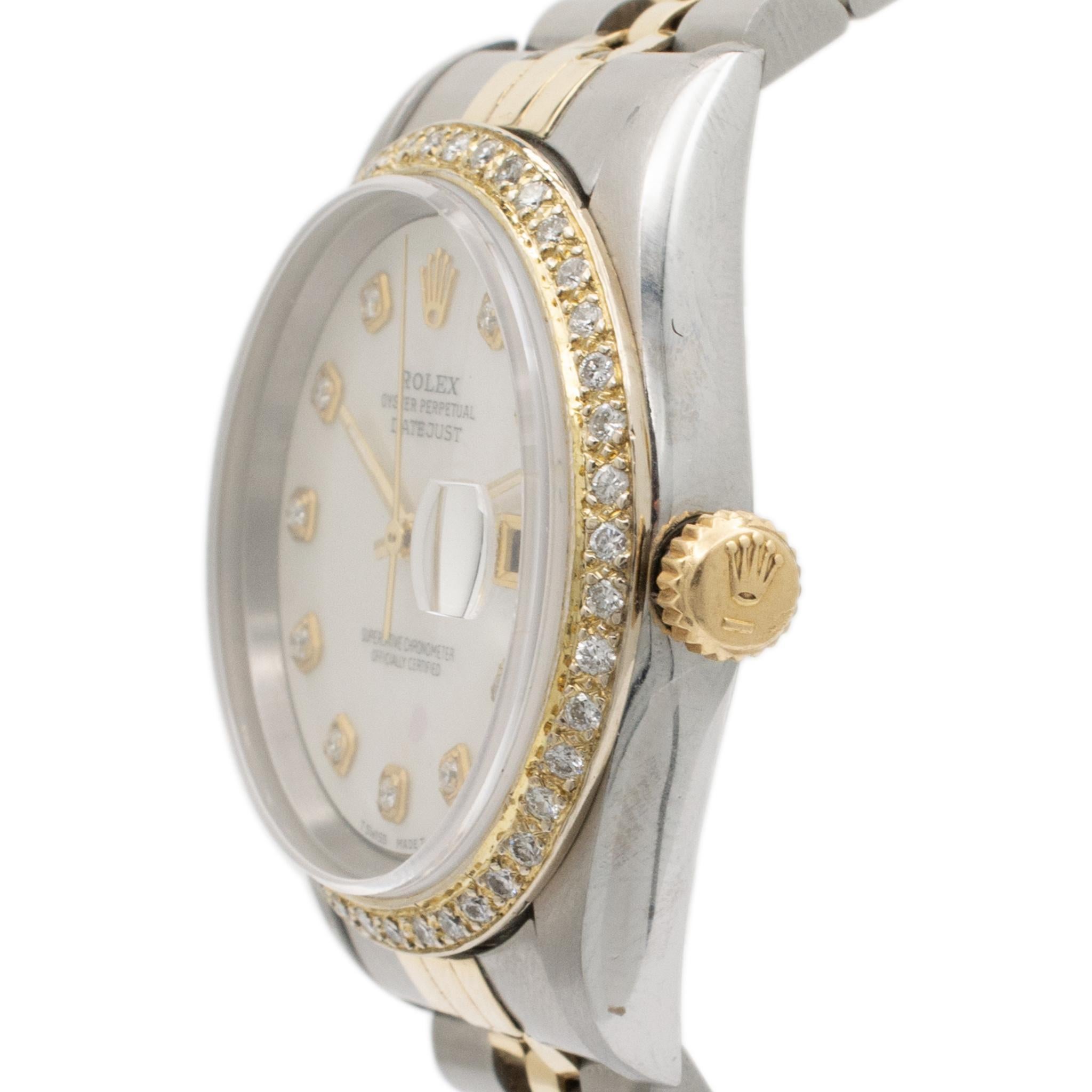 rolex datejust 36mm two tone mother of pearl
