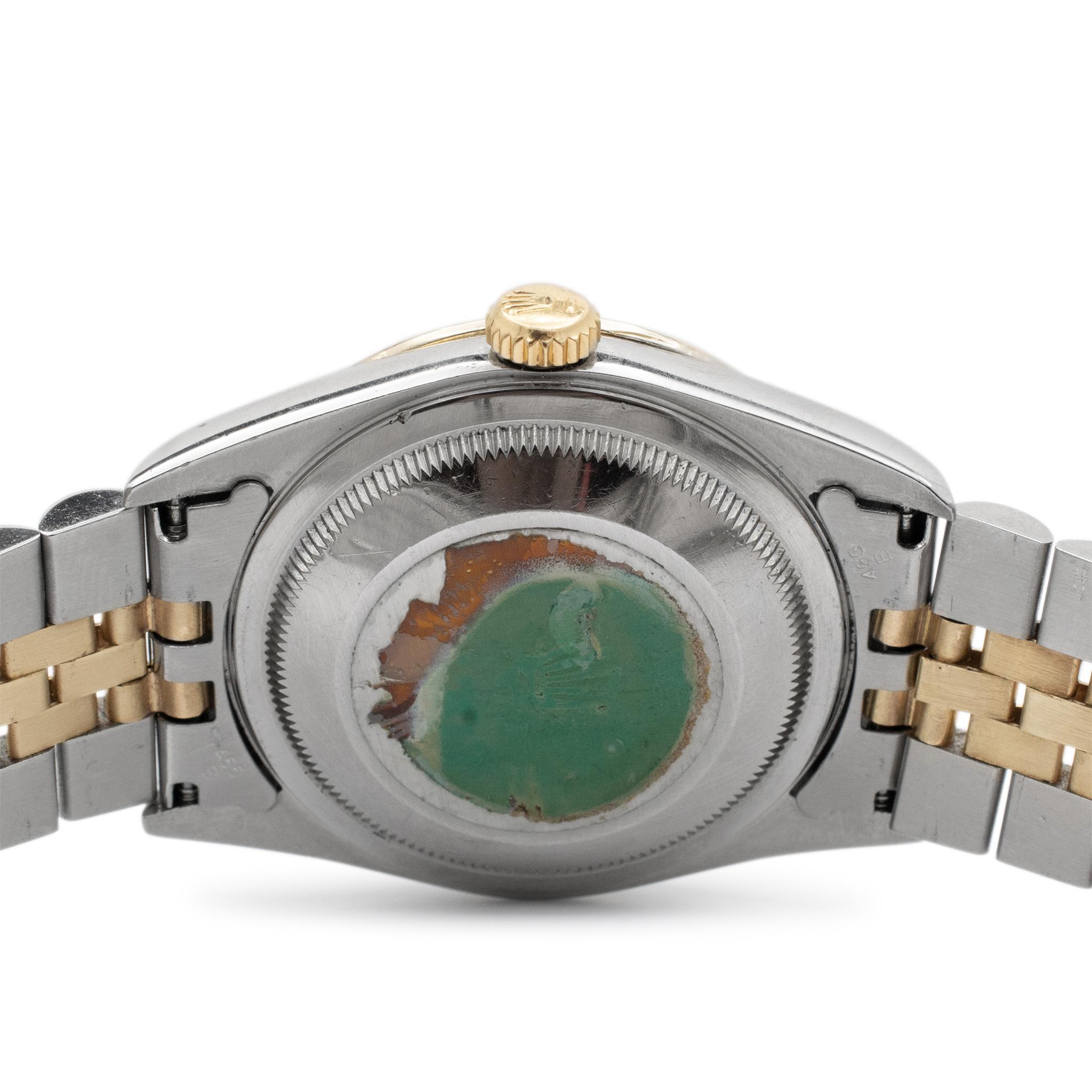 Round Cut Rolex Datejust 36MM 16203 Mother of Pearl Diamond Dial Bezel Two Tone Watch