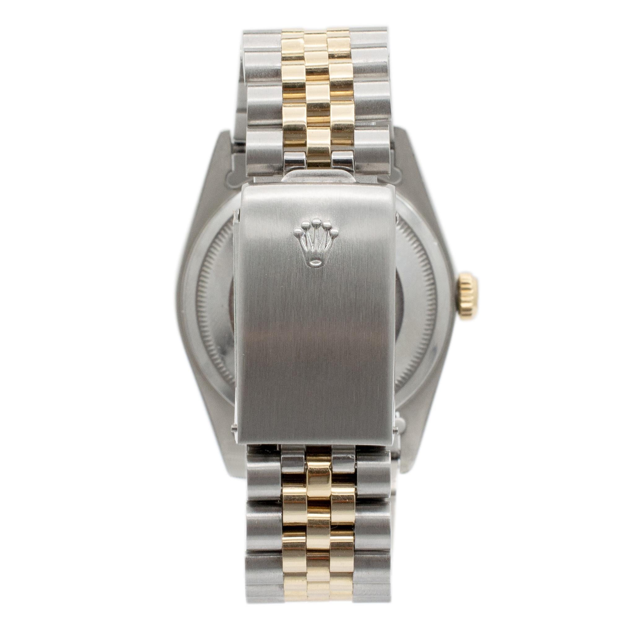 Rolex Datejust 36MM 16203 Mother of Pearl Diamond Dial Bezel Two Tone Watch In Excellent Condition In Houston, TX