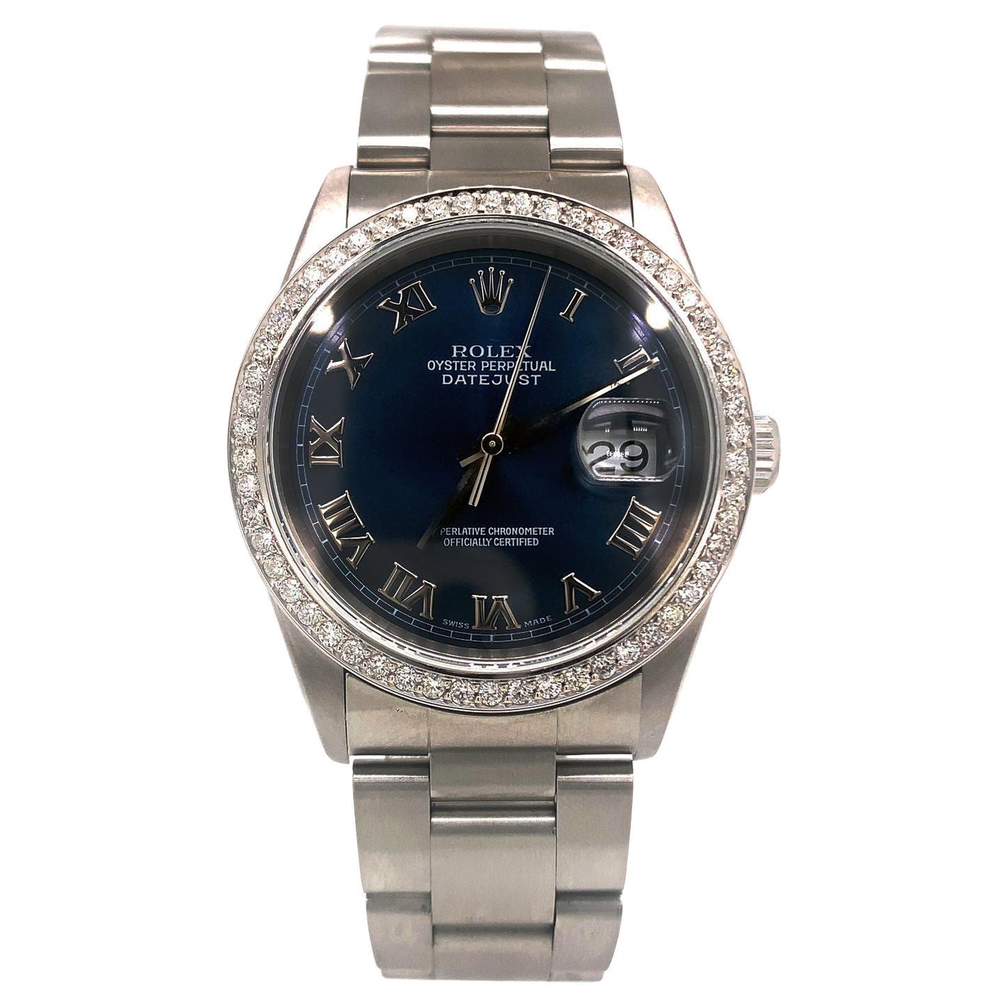 Rolex Datejust Oyster Blaues Zifferblatt UnisexUhr im Angebot bei 1stDibs