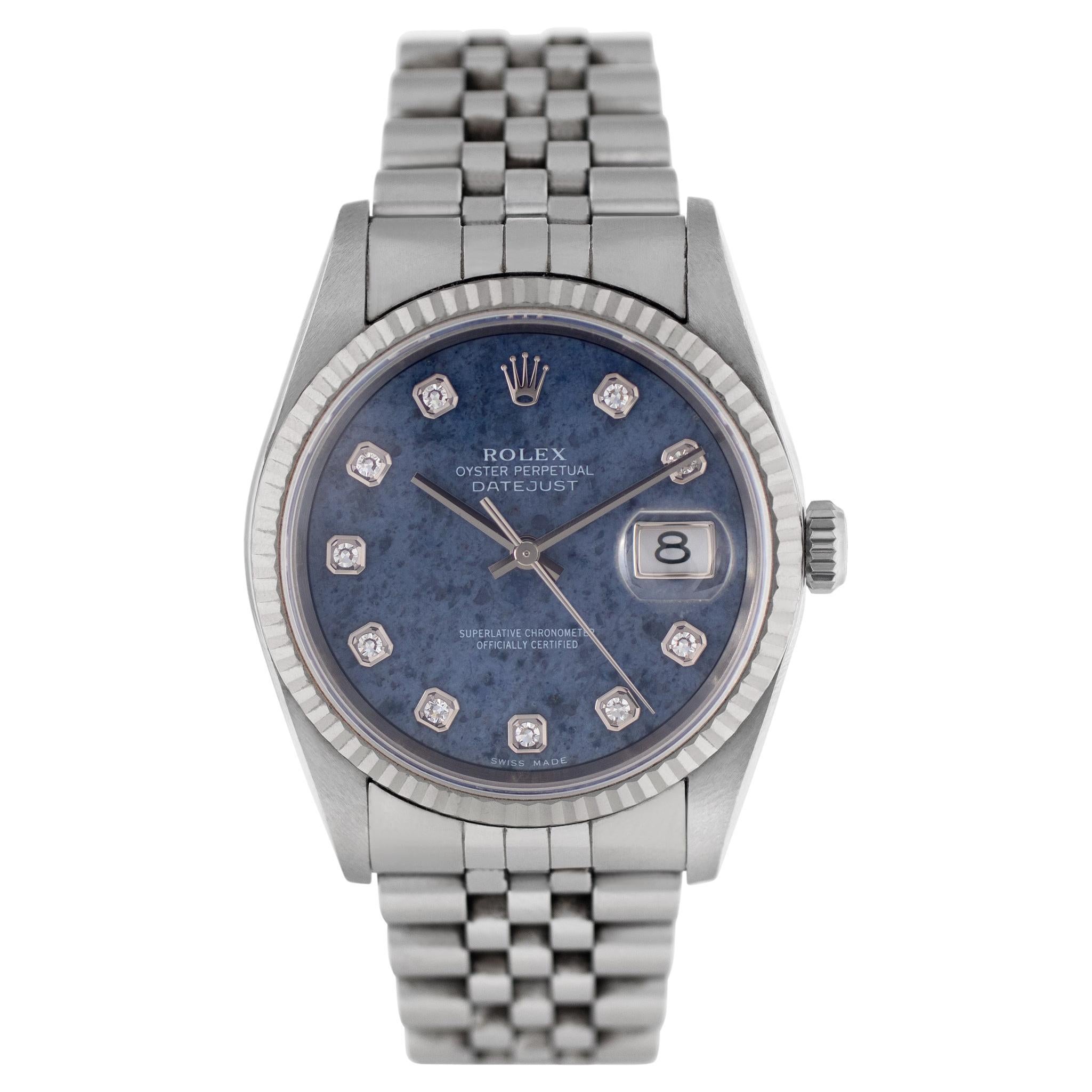 Rolex Datejust with factory sodalite diamond dial in stainless steel with 18k wh