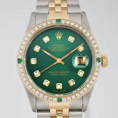 Rolex Datejust 36mm 18K Gold Custom Diamond Dial Bezel Men Watch 16233