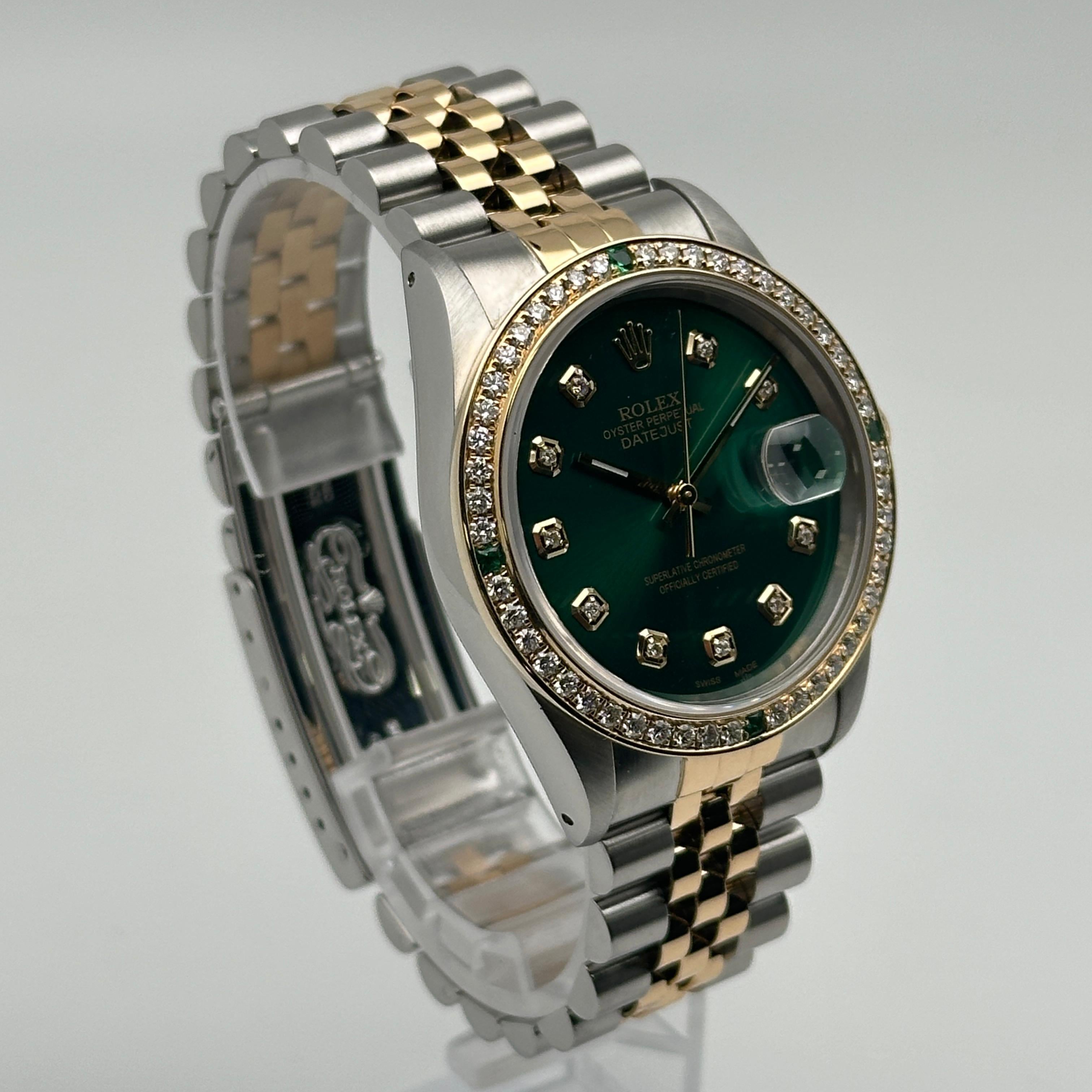 Rolex Datejust 36mm 18K Gold Custom Diamond Dial Bezel Men Watch 16233 4