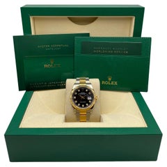 Rolex Montre automatique Datejust 36 mm en or 18 carats, acier, diamants noirs et cadran 126233