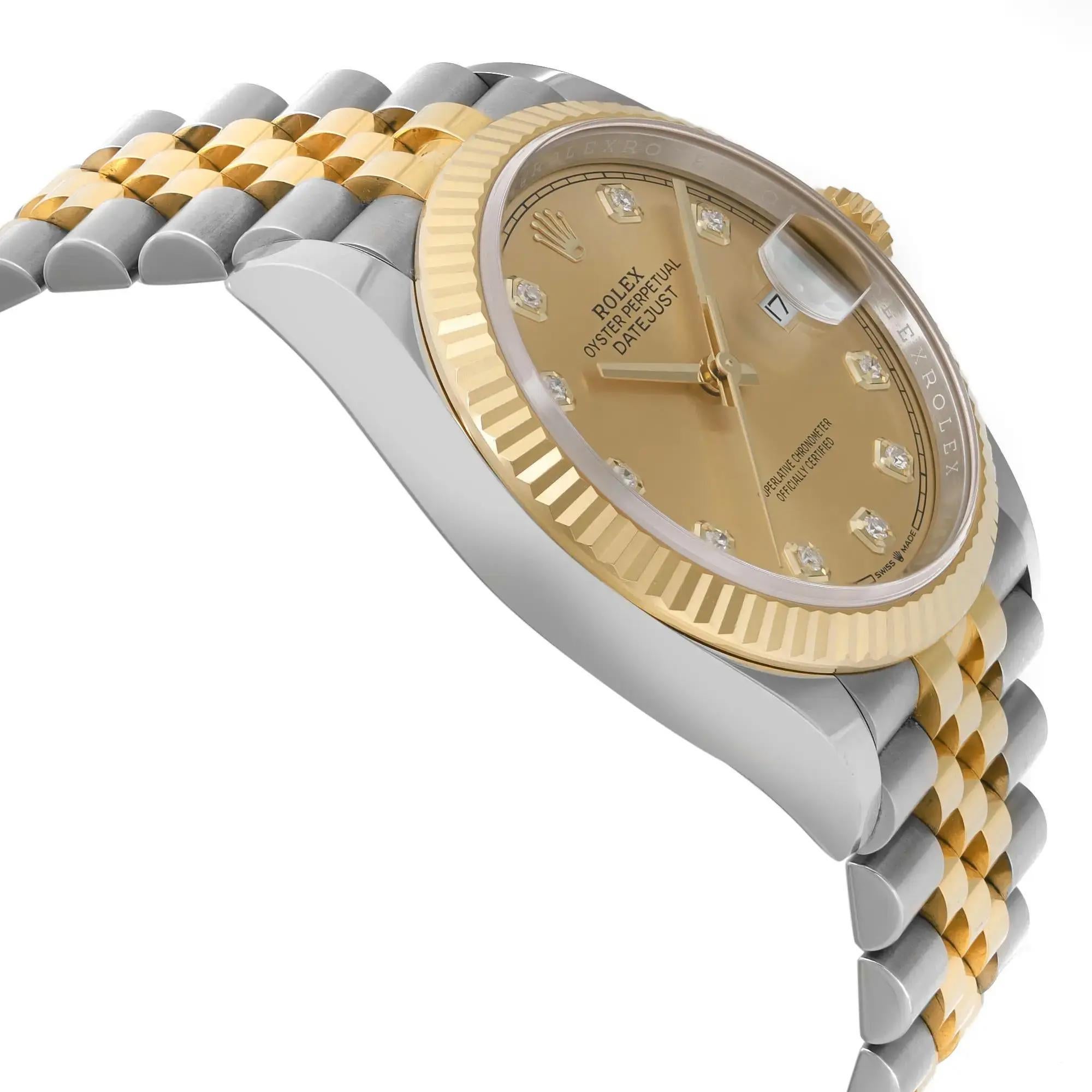 Men's Rolex Datejust 36mm 18K Gold Steel Champagne Diamond Dial Men Watch 126233 For Sale