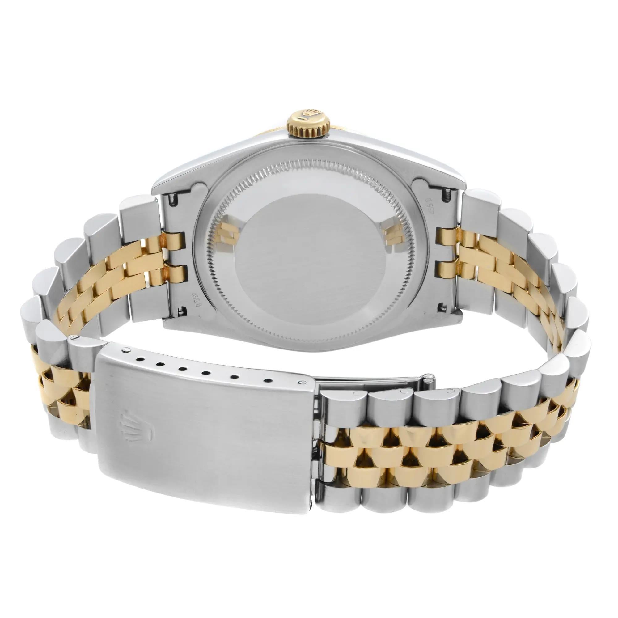 Men's Rolex Datejust 36mm  18K Gold Steel Custom Turquoise Diamond Dial Watch 16233 For Sale
