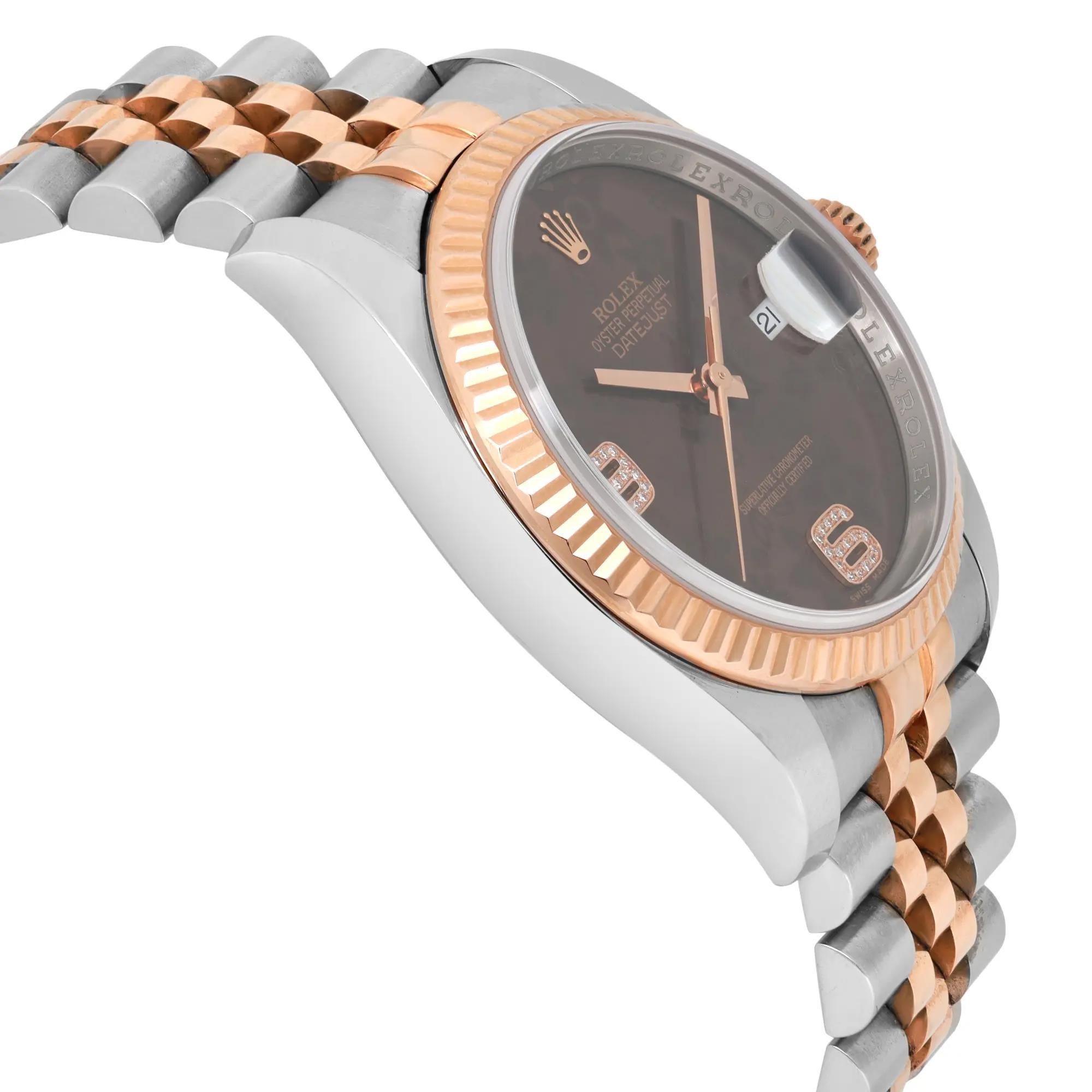 da uomo o donna Rolex Datejust 36mm 18k oro rosa Acciaio Cioccolato Diamante 6&9 Quadrante Floreale 116231 in vendita