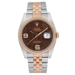 Rolex Datejust 36mm 18k oro rosa Acciaio Cioccolato Diamante 6&9 Quadrante Floreale 116231