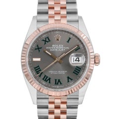 NEW Rolex Datejust 36 18k Rose Gold Steel Slate Wimbledon Dial Mens Watch 126231