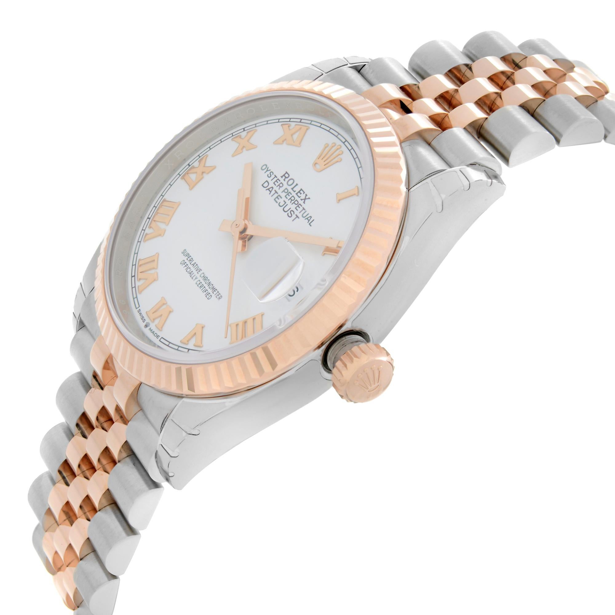Rolex Datejust 18k Rose Gold Steel White Dial Mens Automatic Watch 126231 In New Condition In New York, NY