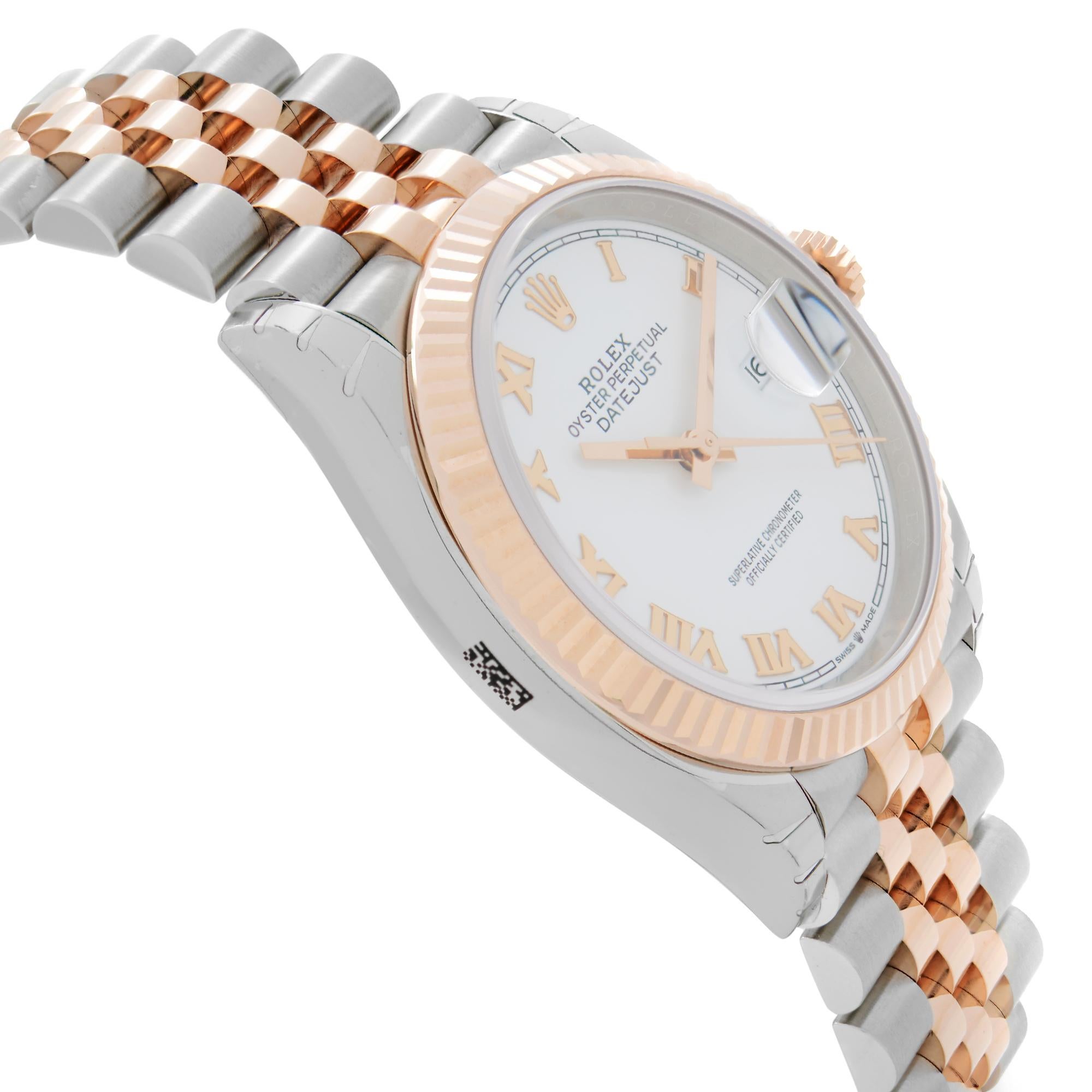 Men's Rolex Datejust 18k Rose Gold Steel White Dial Mens Automatic Watch 126231