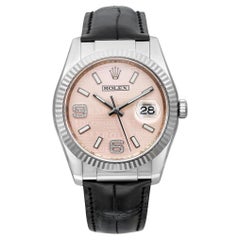 Rolex Datejust 36mm 18K White Gold Pink Wave Diamond Dial Ladies Watch 116139