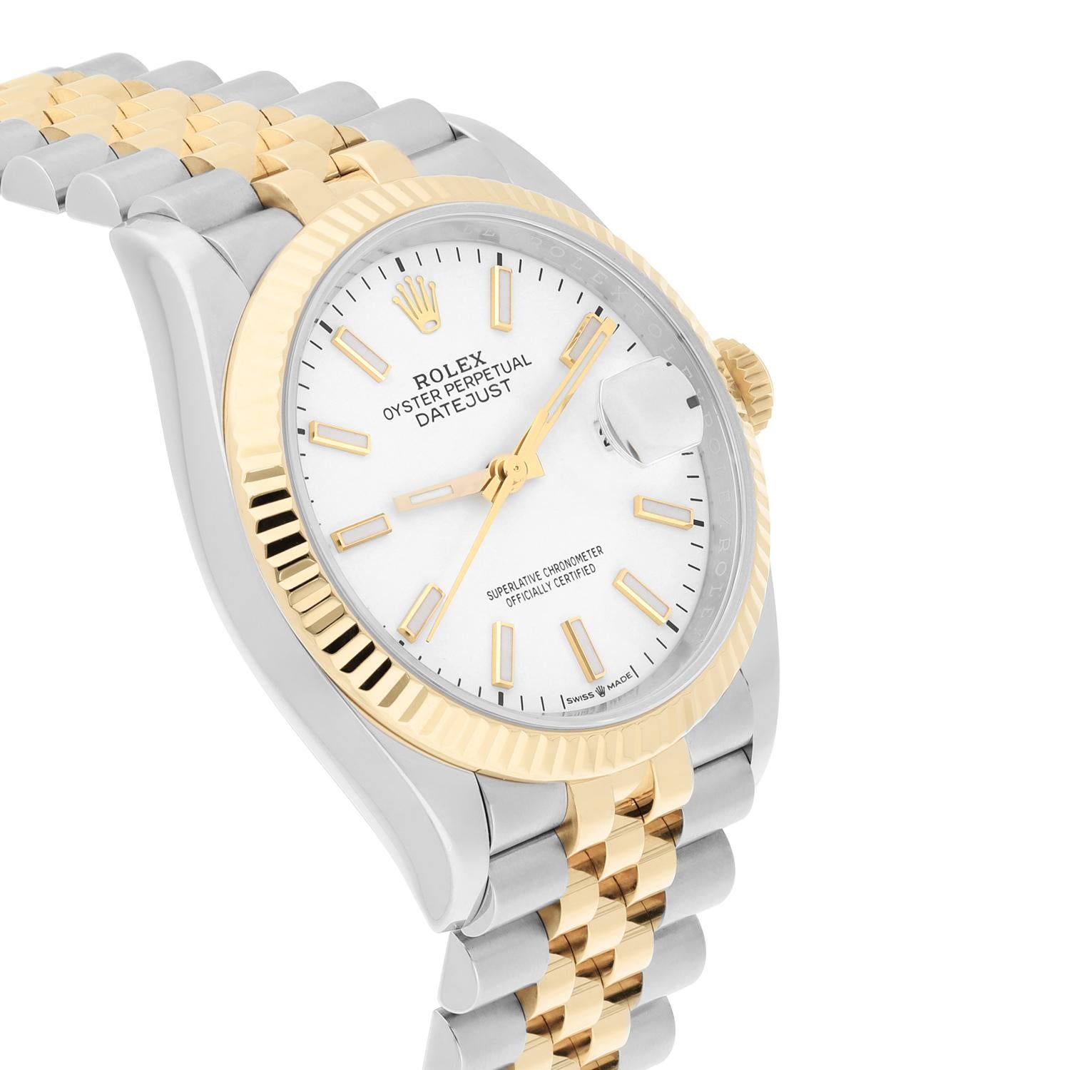 Moderno Rolex Datejust 36 mm in oro giallo 18 carati e acciaio inossidabile 126233 Quadrante con indice bianco