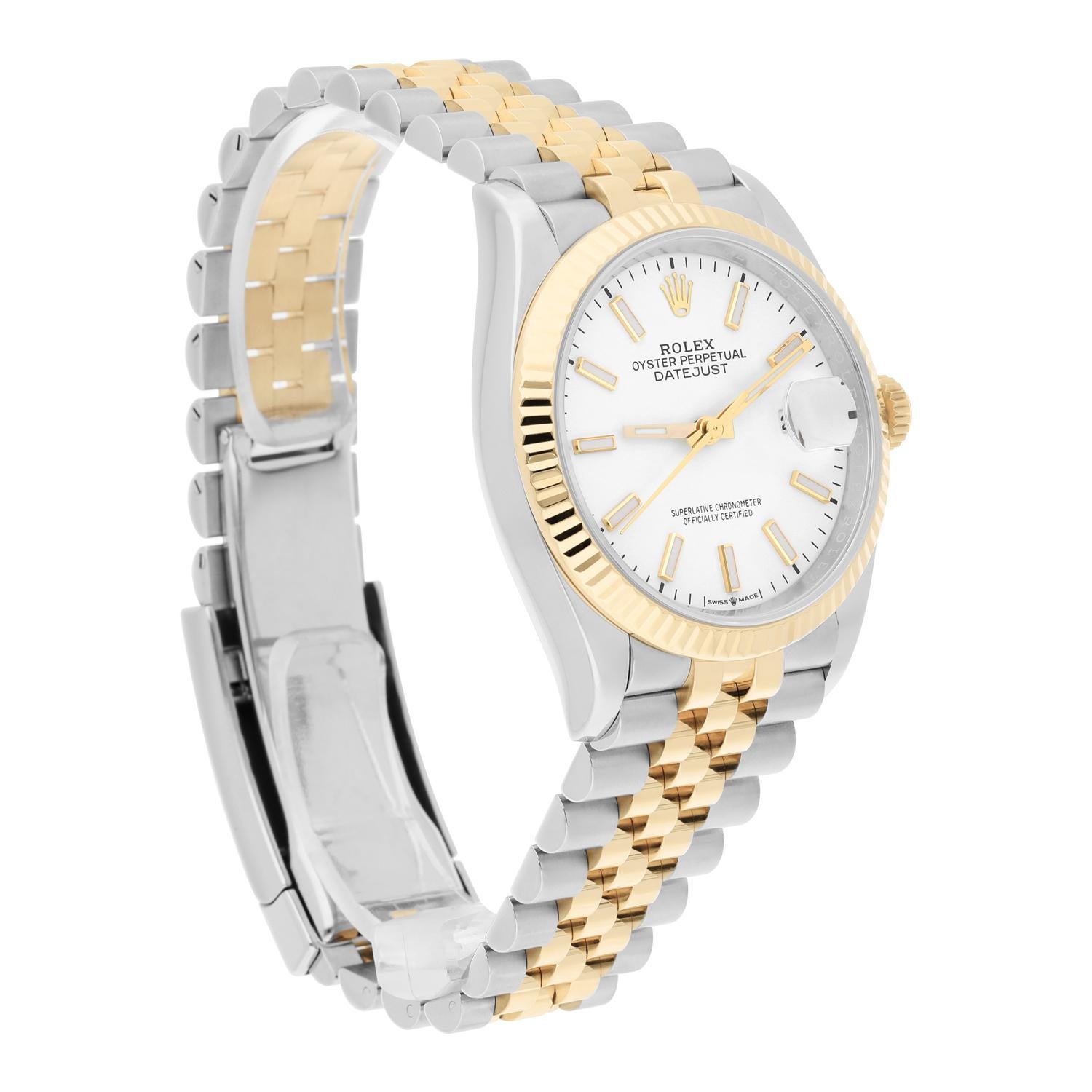 Rolex Datejust 36 mm in oro giallo 18 carati e acciaio inossidabile 126233 Quadrante con indice bianco In condizioni ottime a New York, NY