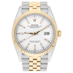 Rolex Datejust 36 mm in oro giallo 18 carati e acciaio inossidabile 126233 Quadrante con indice bianco