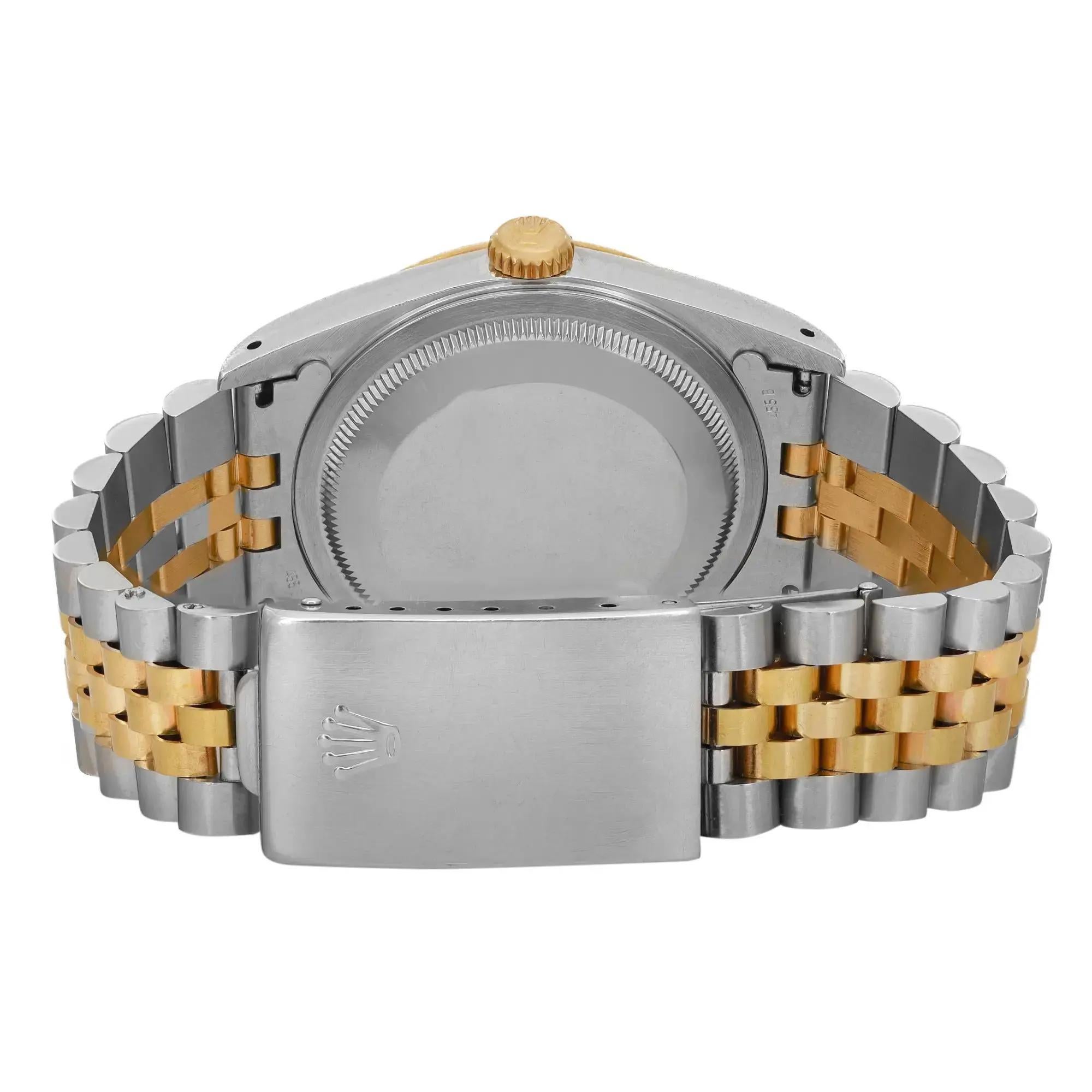 Rolex Datejust 36mm 18K Yellow Gold Steel Champagne Diamond Dial Men Watch 16233 In Good Condition In New York, NY