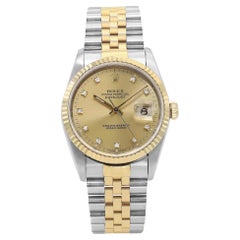 Rolex Datejust 36mm 18K Yellow Gold Steel Champagne Diamond Dial Men Watch 16233