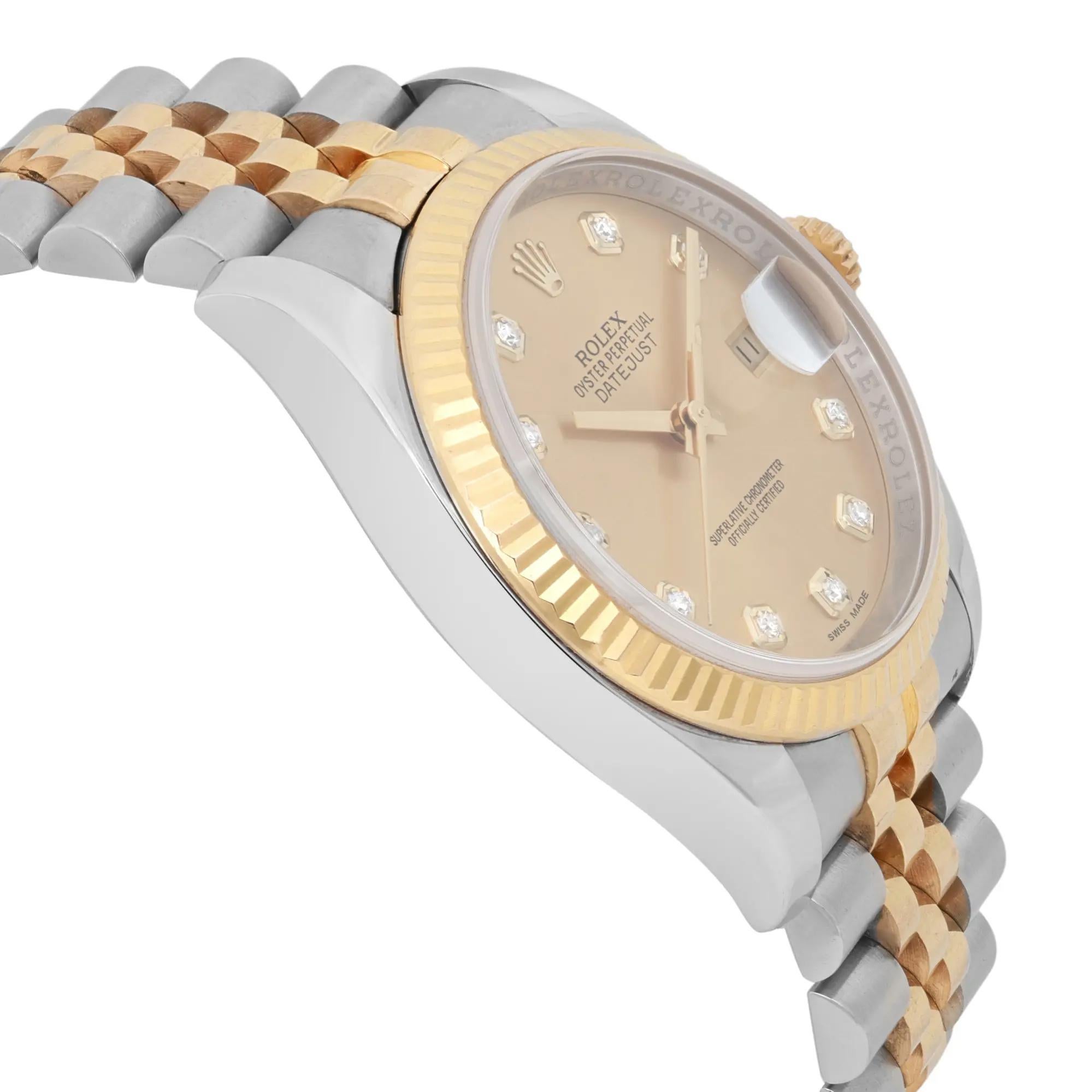 Rolex Datejust 36mm 18K Yellow Gold Steel Champagne Diamond Watch 116233 Unisexe en vente