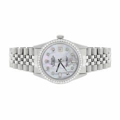 Rolex Datejust Automatic Stainless Steel Watch with White MOP Dial and Diamond B