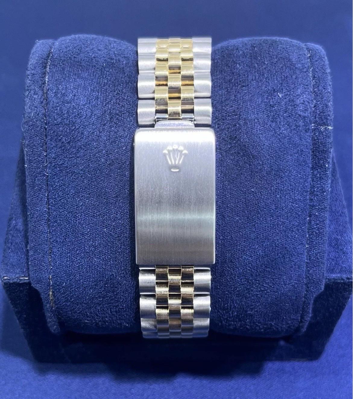 Rolex DateJust 36mm Schwarzes Zifferblatt 18K Gold Edelstahl Jubiläumsuhr 16233 für Damen oder Herren im Angebot