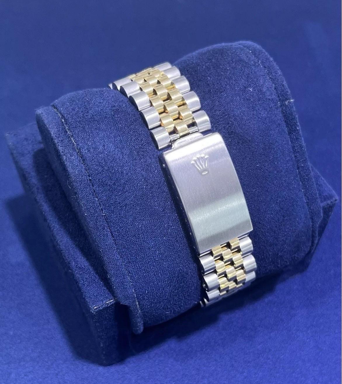 Rolex DateJust 36mm Schwarzes Zifferblatt 18K Gold Edelstahl Jubiläumsuhr 16233 im Angebot 1