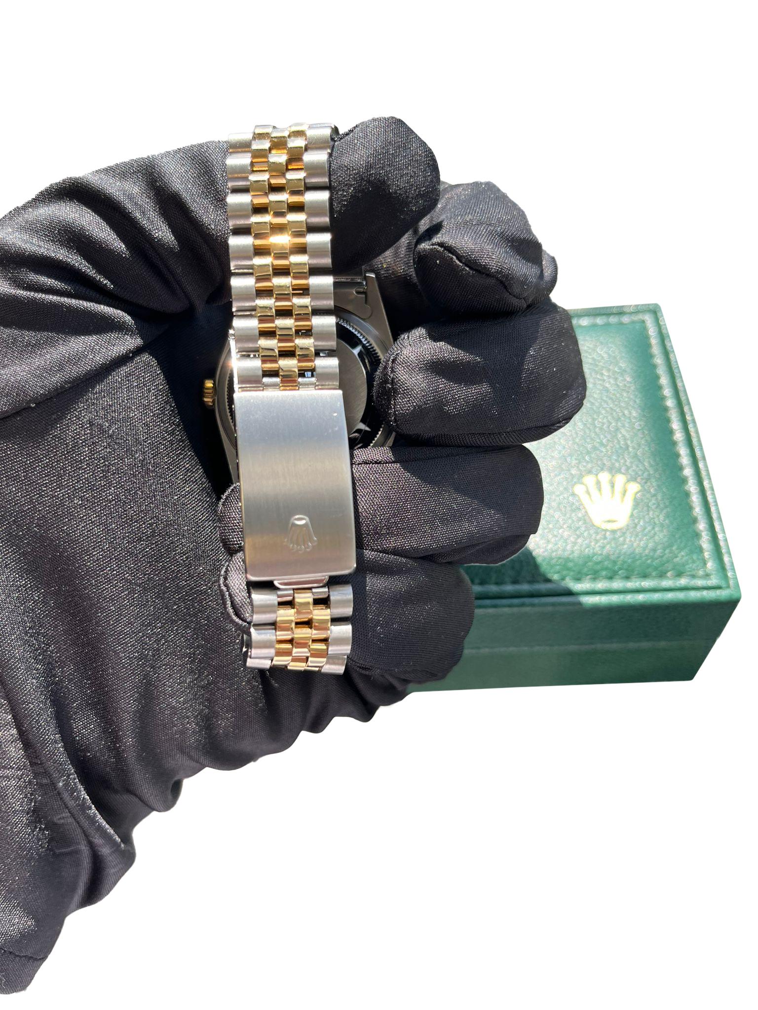 Rolex Datejust 36mm Black Dial 18K Yellow Gold Custom Diamond Bezel Watch 16233 For Sale 13