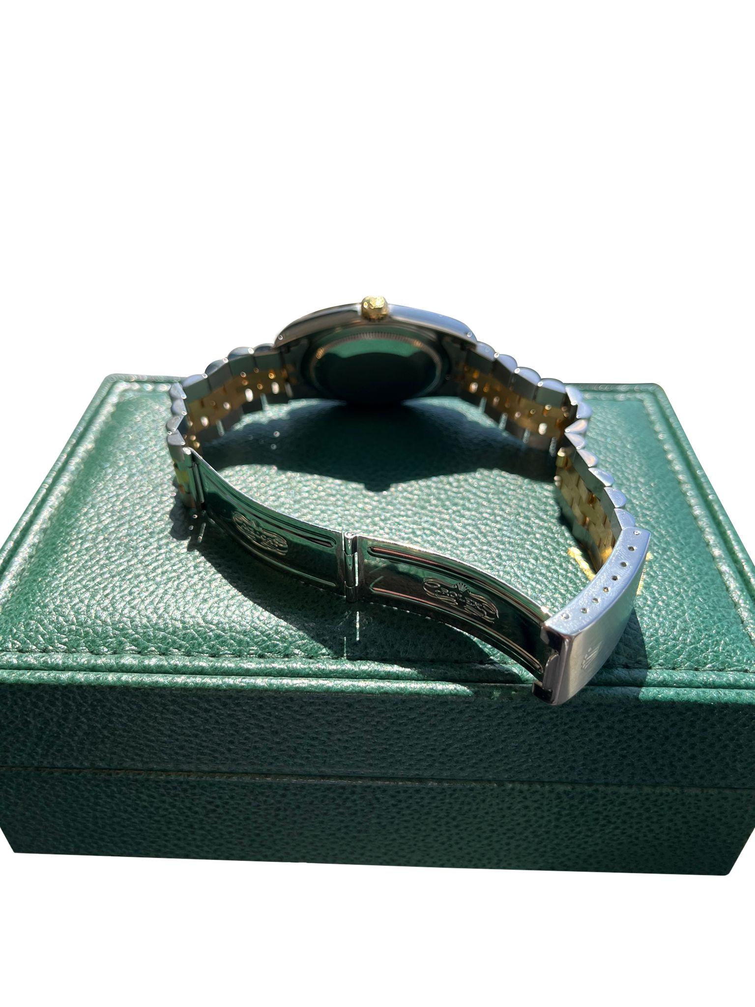 Rolex Datejust 36mm Black Dial 18K Yellow Gold Custom Diamond Bezel Watch 16233 For Sale 14