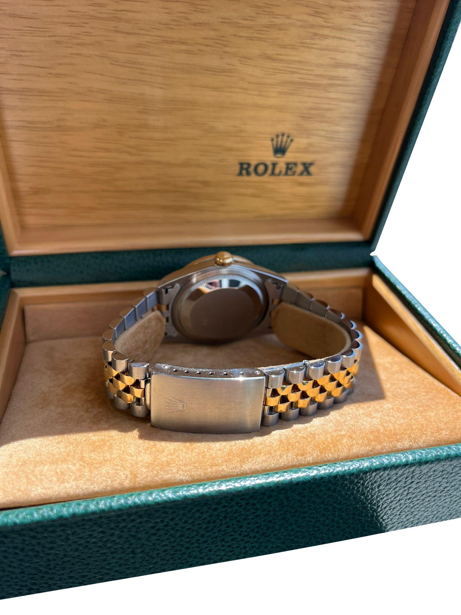 Rolex Datejust 36mm Black Dial 18K Yellow Gold Custom Diamond Bezel Watch 16233 For Sale 1