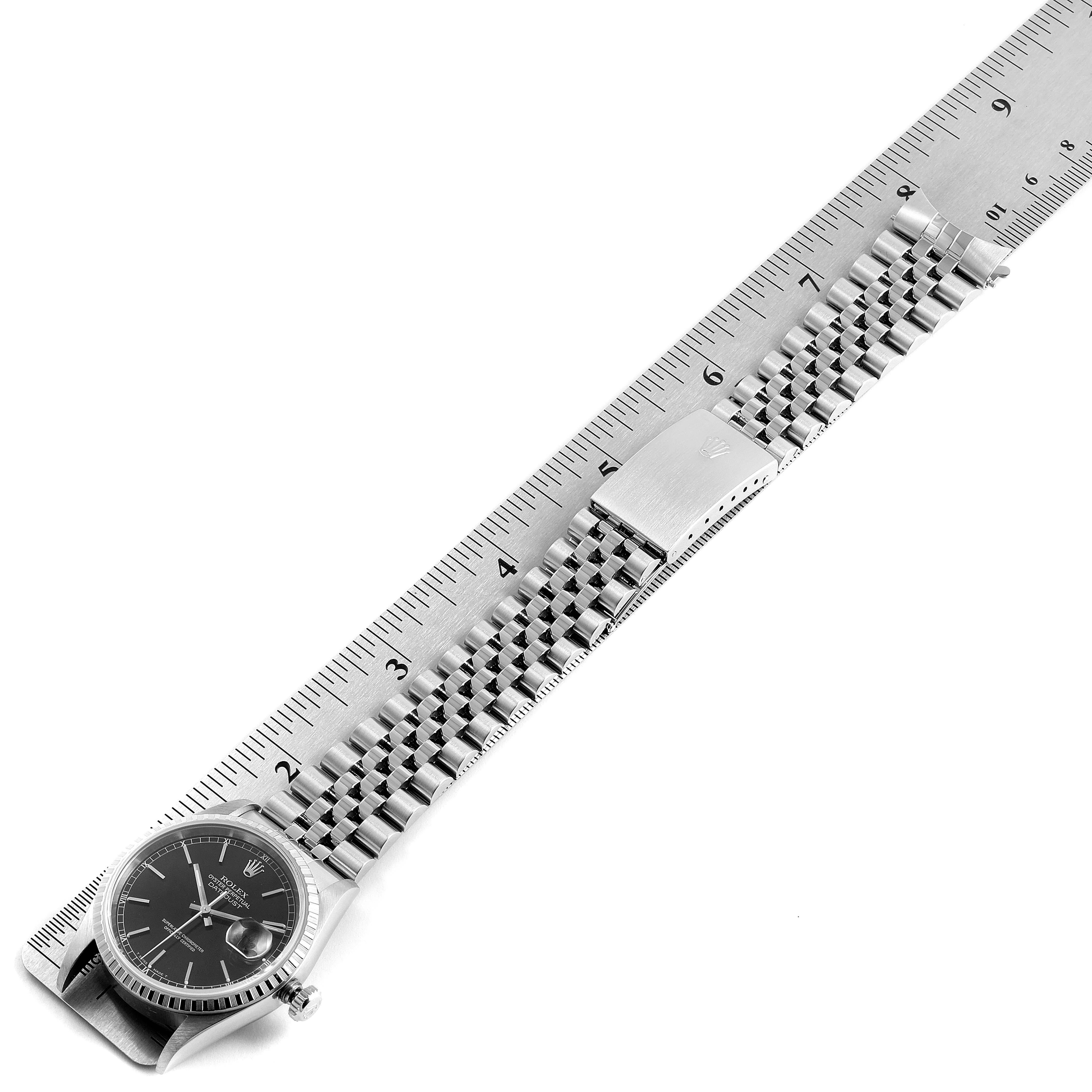 Rolex Datejust Black Dial Jubilee Bracelet Steel Men's Watch 16220 For Sale 7
