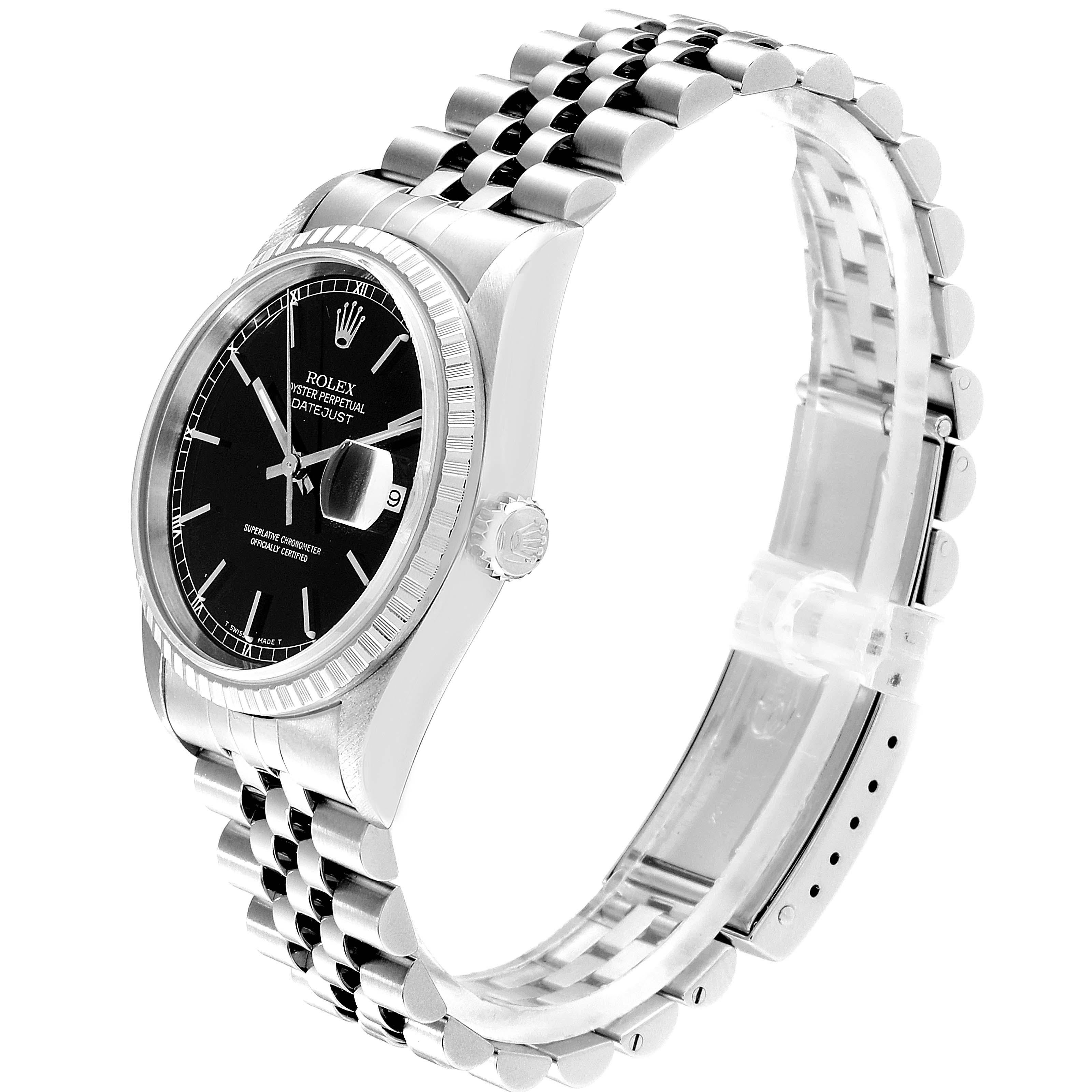 Rolex Datejust Black Dial Jubilee Bracelet Steel Men's Watch 16220 For Sale 1