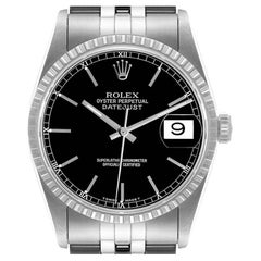 Rolex Datejust 36mm Black Dial Jubilee Bracelet Steel Mens Watch 16220