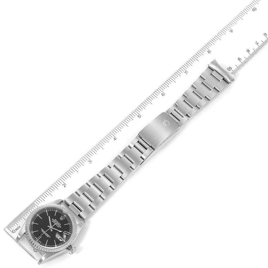 Rolex Datejust Black Dial Oyster Bracelet Steel Mens Watch 16220 6